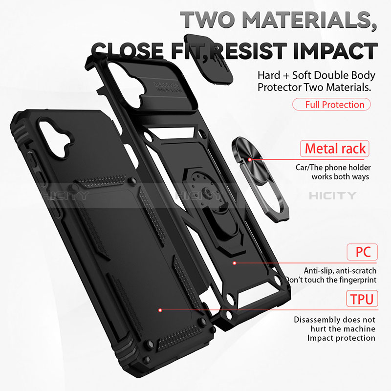 Coque Contour Silicone et Plastique Housse Etui Mat avec Magnetique Support Bague Anneau MQ6 pour Samsung Galaxy A04 4G Plus