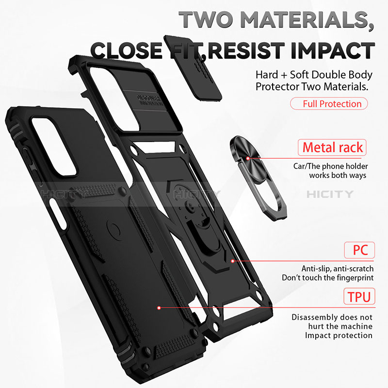 Coque Contour Silicone et Plastique Housse Etui Mat avec Magnetique Support Bague Anneau MQ6 pour Samsung Galaxy A04s Plus