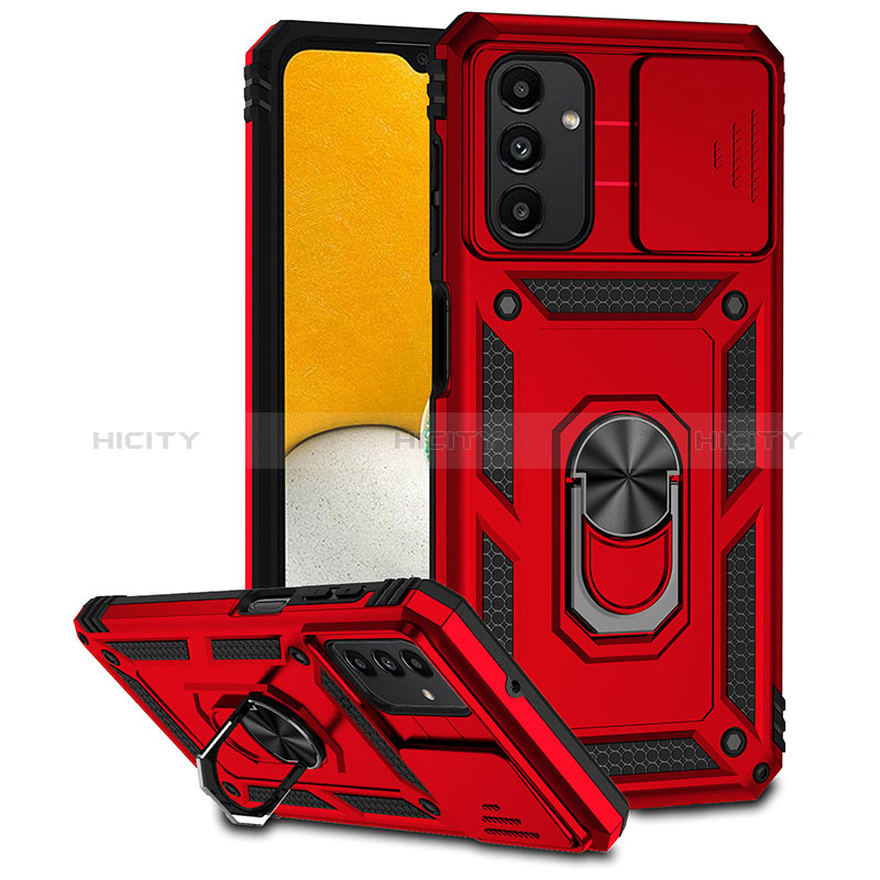 Coque Contour Silicone et Plastique Housse Etui Mat avec Magnetique Support Bague Anneau MQ6 pour Samsung Galaxy A04s Rouge Plus