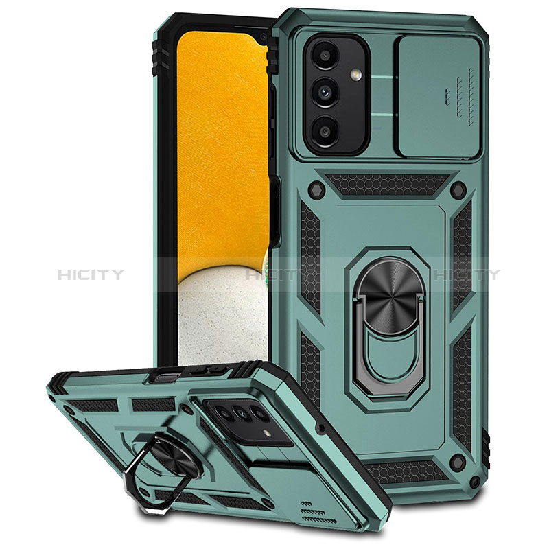 Coque Contour Silicone et Plastique Housse Etui Mat avec Magnetique Support Bague Anneau MQ6 pour Samsung Galaxy A04s Vert Plus