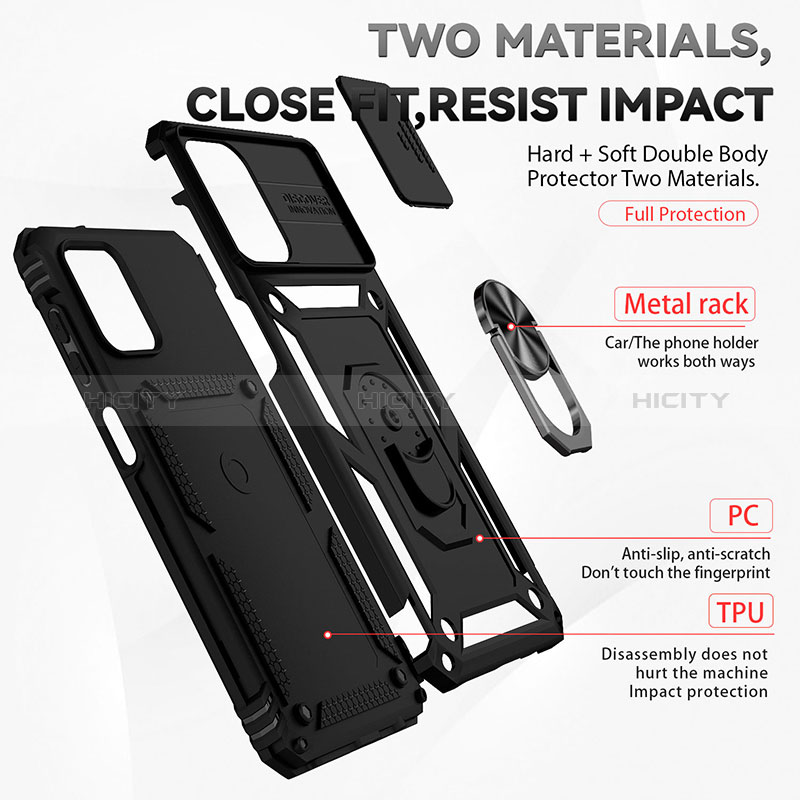 Coque Contour Silicone et Plastique Housse Etui Mat avec Magnetique Support Bague Anneau MQ6 pour Samsung Galaxy A12 Nacho Plus