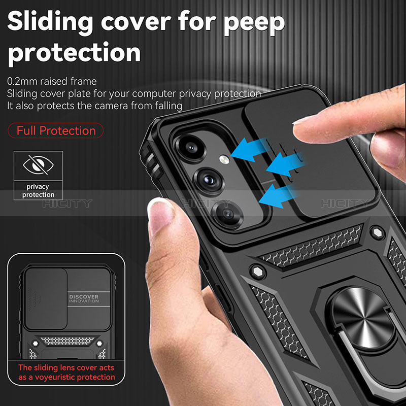 Coque Contour Silicone et Plastique Housse Etui Mat avec Magnetique Support Bague Anneau MQ6 pour Samsung Galaxy A14 4G Plus