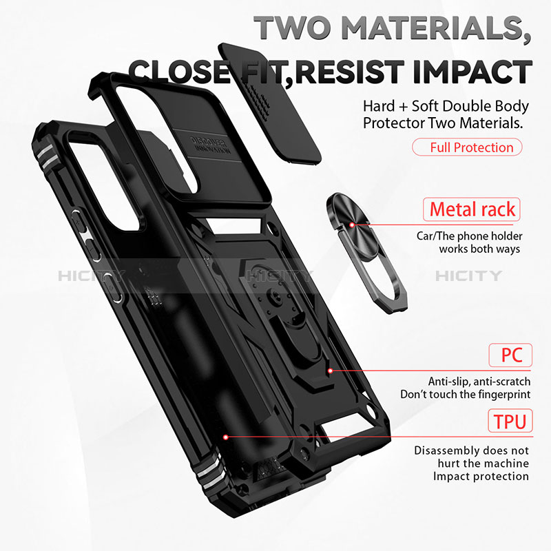 Coque Contour Silicone et Plastique Housse Etui Mat avec Magnetique Support Bague Anneau MQ6 pour Samsung Galaxy A14 4G Plus