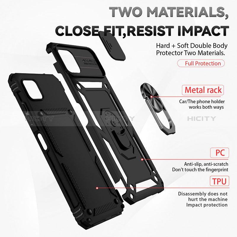 Coque Contour Silicone et Plastique Housse Etui Mat avec Magnetique Support Bague Anneau MQ6 pour Samsung Galaxy A22s 5G Plus