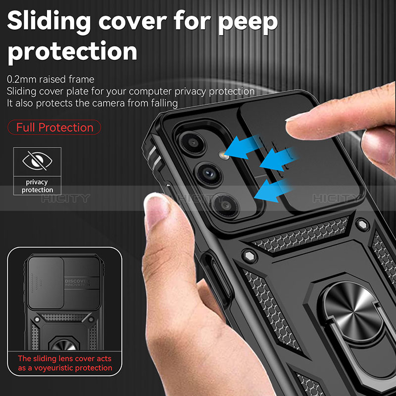 Coque Contour Silicone et Plastique Housse Etui Mat avec Magnetique Support Bague Anneau MQ6 pour Samsung Galaxy A24 4G Plus