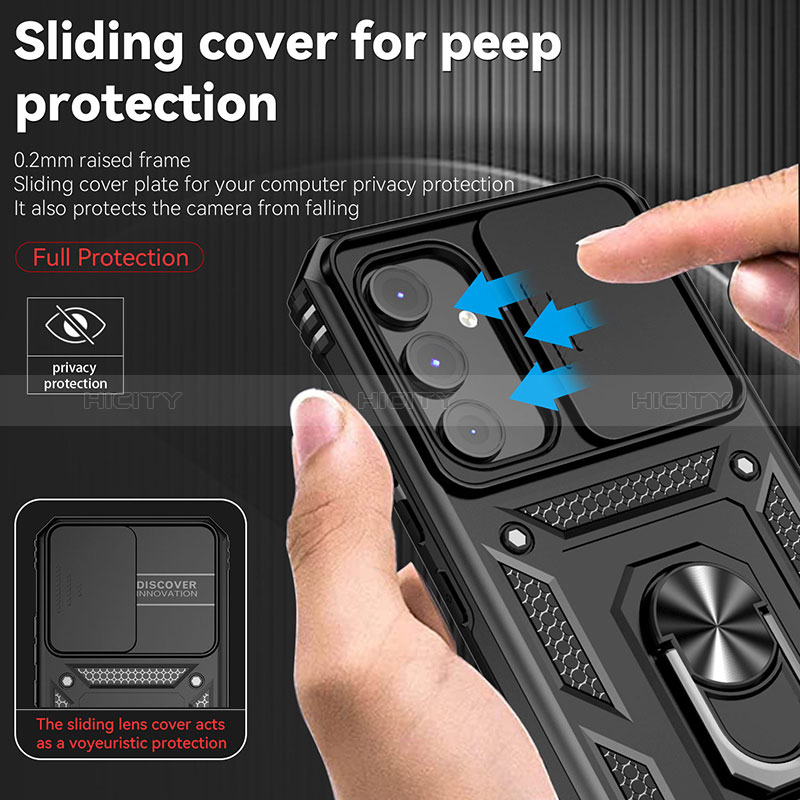 Coque Contour Silicone et Plastique Housse Etui Mat avec Magnetique Support Bague Anneau MQ6 pour Samsung Galaxy A54 5G Plus