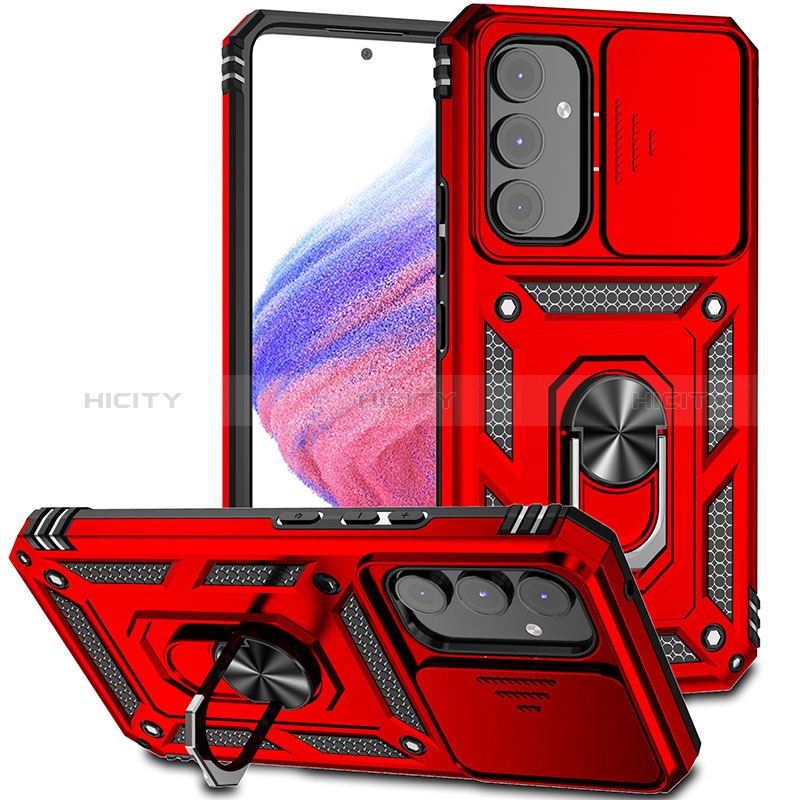 Coque Contour Silicone et Plastique Housse Etui Mat avec Magnetique Support Bague Anneau MQ6 pour Samsung Galaxy A54 5G Rouge Plus