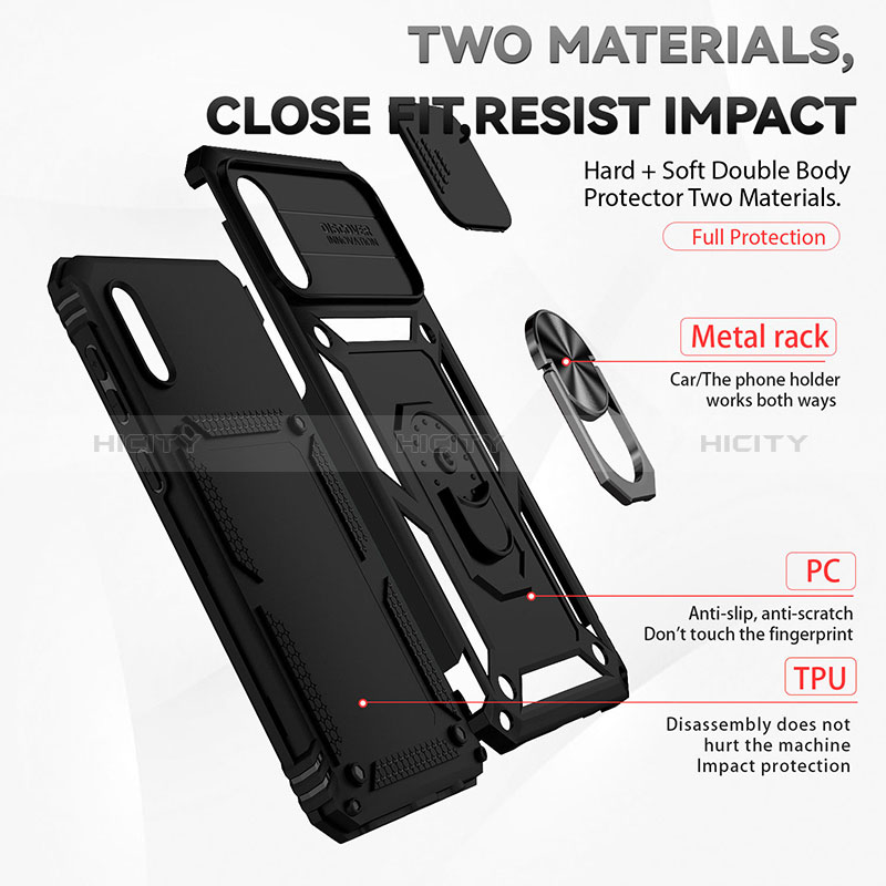 Coque Contour Silicone et Plastique Housse Etui Mat avec Magnetique Support Bague Anneau MQ6 pour Samsung Galaxy M02 Plus