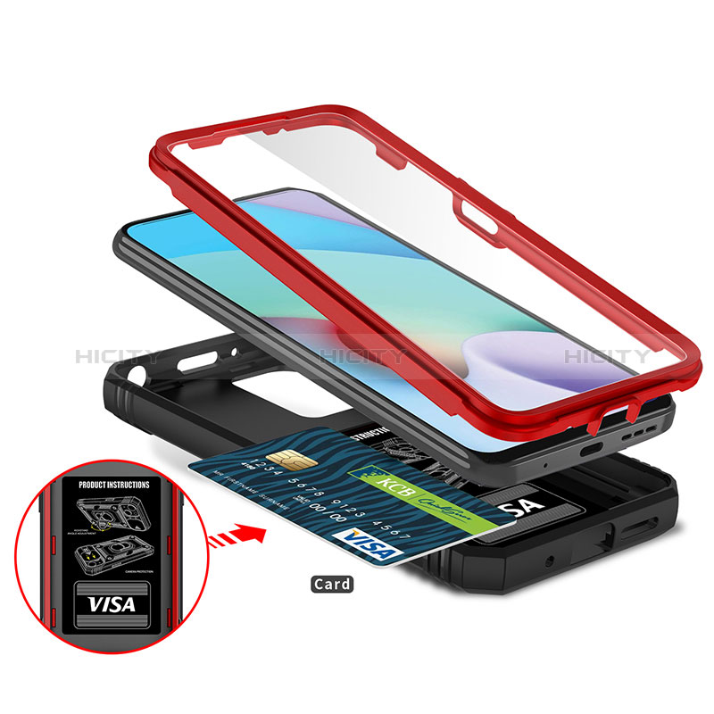 Coque Contour Silicone et Plastique Housse Etui Mat avec Magnetique Support Bague Anneau MQ6 pour Xiaomi Redmi 10 (2022) Plus