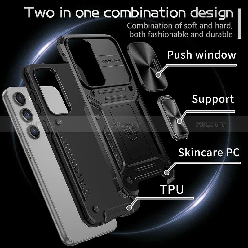 Coque Contour Silicone et Plastique Housse Etui Mat avec Magnetique Support Bague Anneau MQ7 pour Samsung Galaxy S24 5G Plus