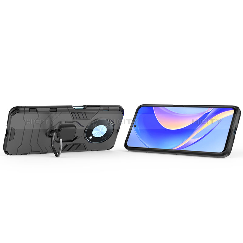 Coque Contour Silicone et Plastique Housse Etui Mat avec Magnetique Support Bague Anneau pour Huawei Enjoy 50 Pro Plus