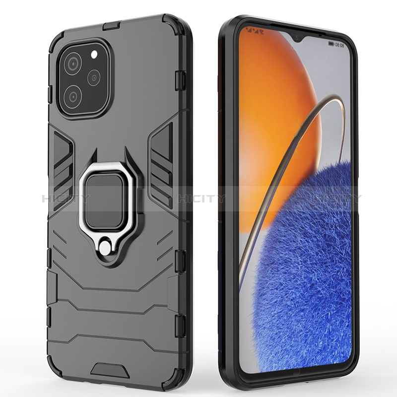 Coque Contour Silicone et Plastique Housse Etui Mat avec Magnetique Support Bague Anneau pour Huawei Enjoy 50z Plus