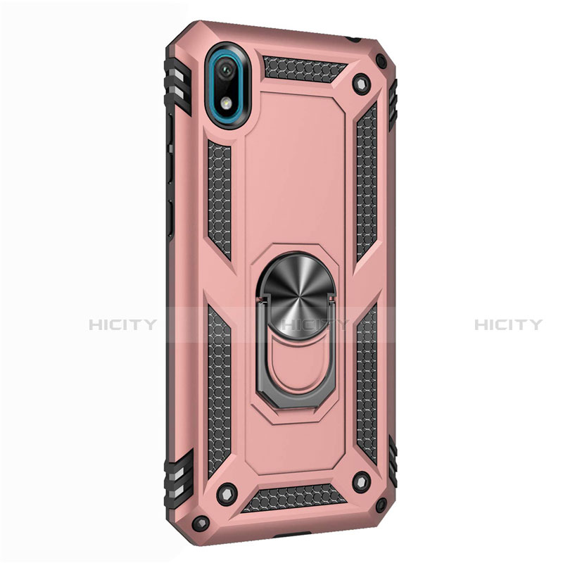 Coque Contour Silicone et Plastique Housse Etui Mat avec Magnetique Support Bague Anneau pour Huawei Enjoy 8S Or Rose Plus