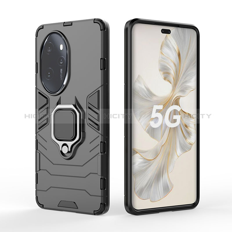 Coque Contour Silicone et Plastique Housse Etui Mat avec Magnetique Support Bague Anneau pour Huawei Honor 100 Pro 5G Plus