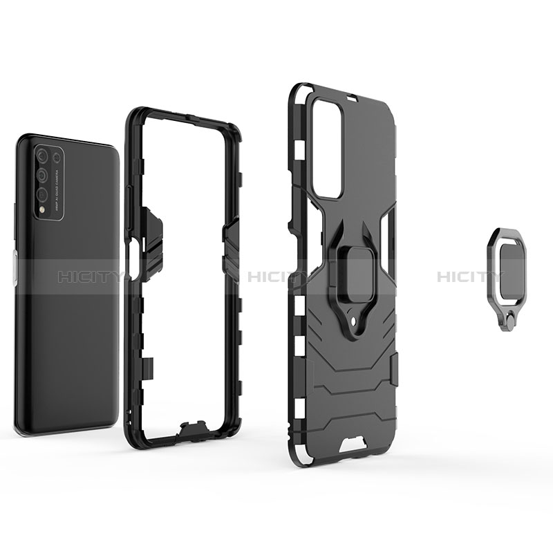 Coque Contour Silicone et Plastique Housse Etui Mat avec Magnetique Support Bague Anneau pour Huawei Honor 10X Lite Plus