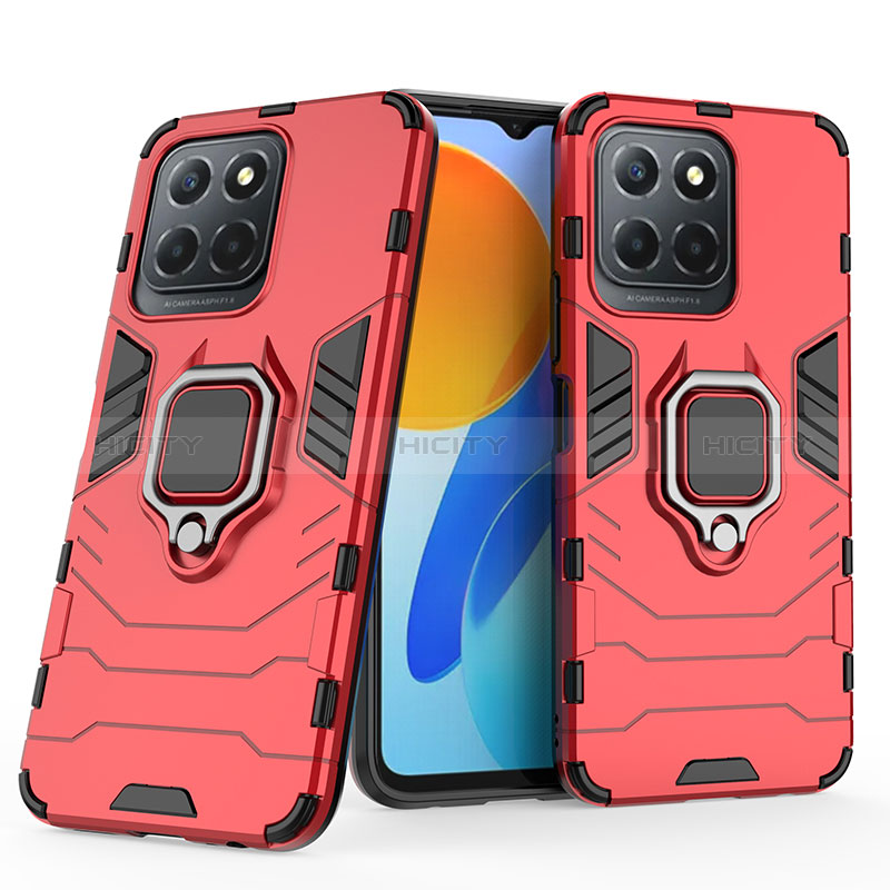 Coque Contour Silicone et Plastique Housse Etui Mat avec Magnetique Support Bague Anneau pour Huawei Honor 70 Lite 5G Rouge Plus