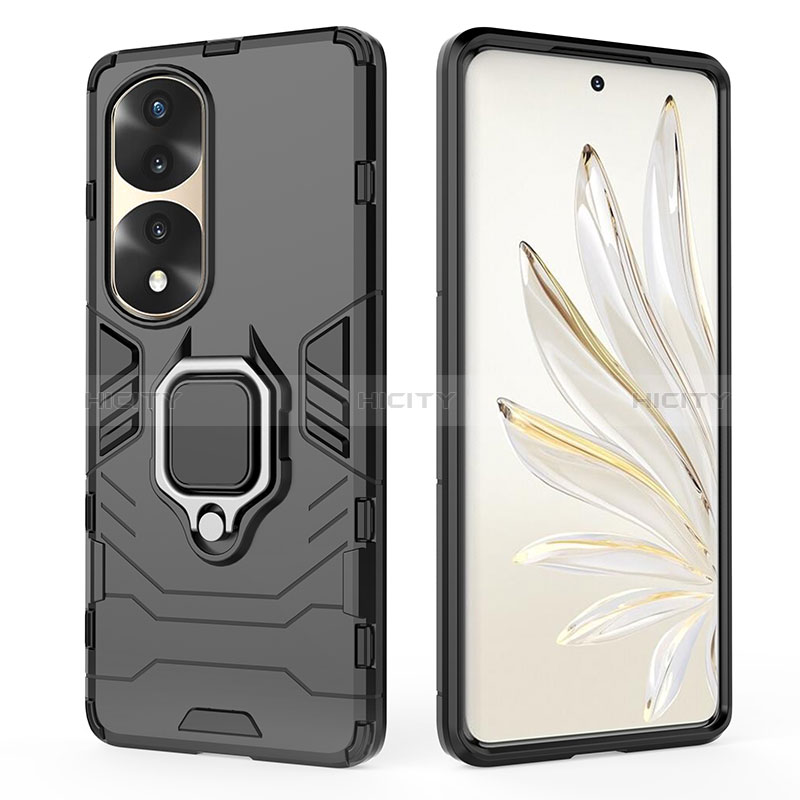 Coque Contour Silicone et Plastique Housse Etui Mat avec Magnetique Support Bague Anneau pour Huawei Honor 70 Pro 5G Plus