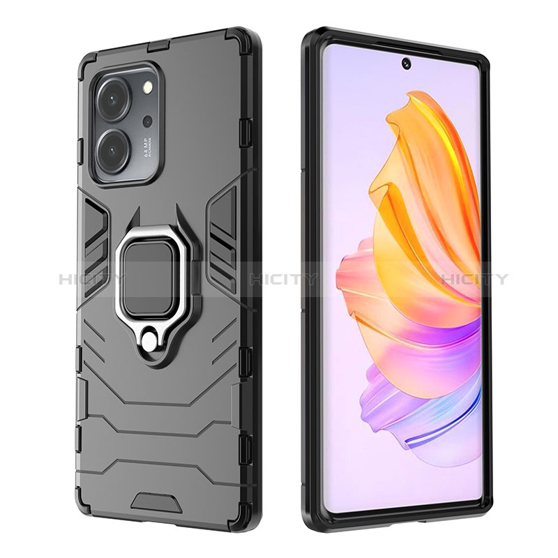 Coque Contour Silicone et Plastique Housse Etui Mat avec Magnetique Support Bague Anneau pour Huawei Honor 80 SE 5G Plus