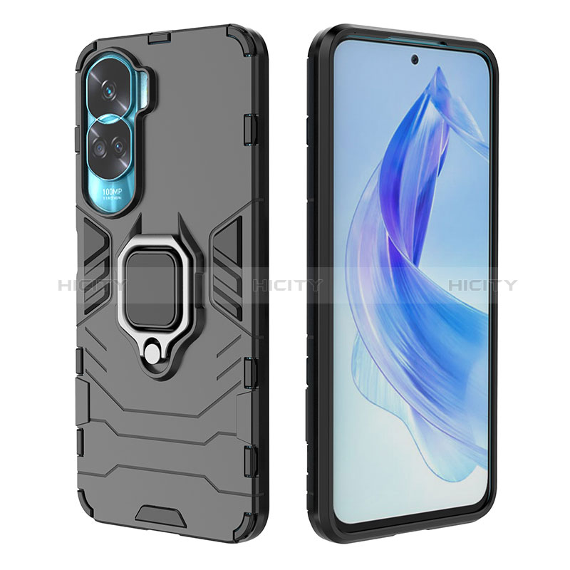 Coque Contour Silicone et Plastique Housse Etui Mat avec Magnetique Support Bague Anneau pour Huawei Honor 90 Lite 5G Plus