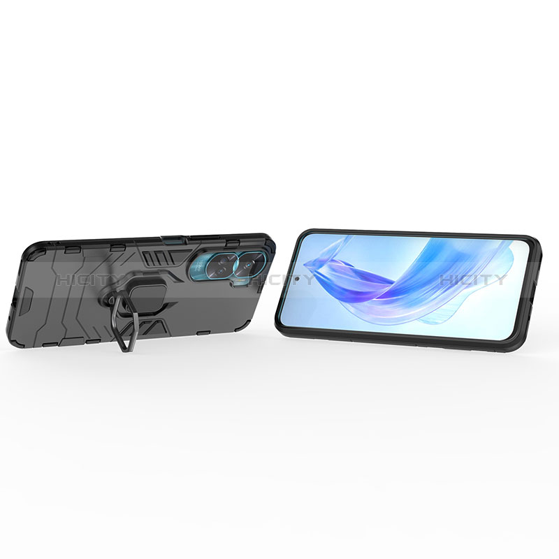 Coque Contour Silicone et Plastique Housse Etui Mat avec Magnetique Support Bague Anneau pour Huawei Honor 90 Lite 5G Plus