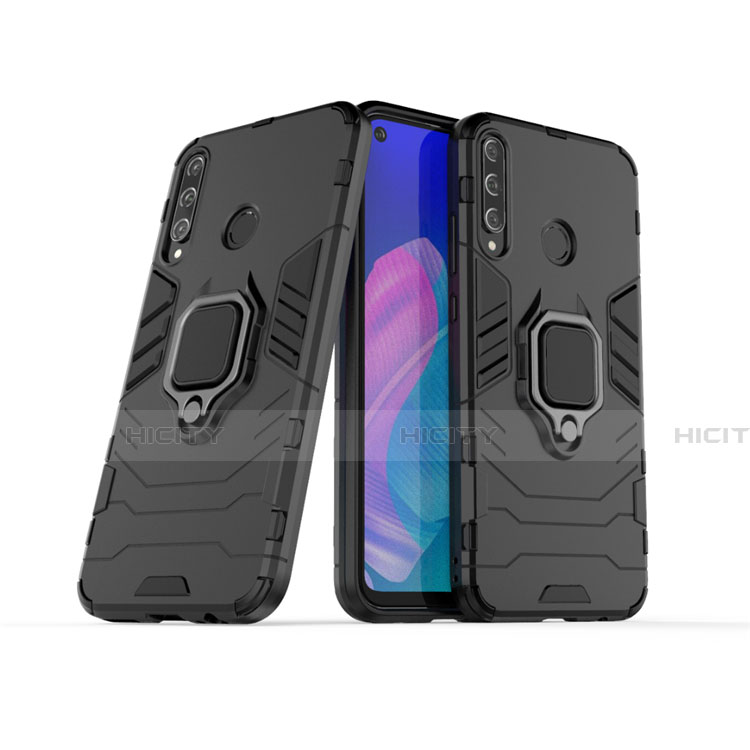 Coque Contour Silicone et Plastique Housse Etui Mat avec Magnetique Support Bague Anneau pour Huawei Honor 9C Plus