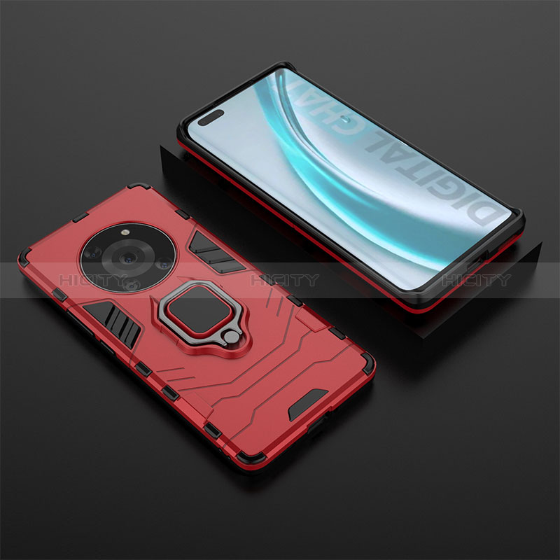 Coque Contour Silicone et Plastique Housse Etui Mat avec Magnetique Support Bague Anneau pour Huawei Honor Magic3 Pro 5G Plus