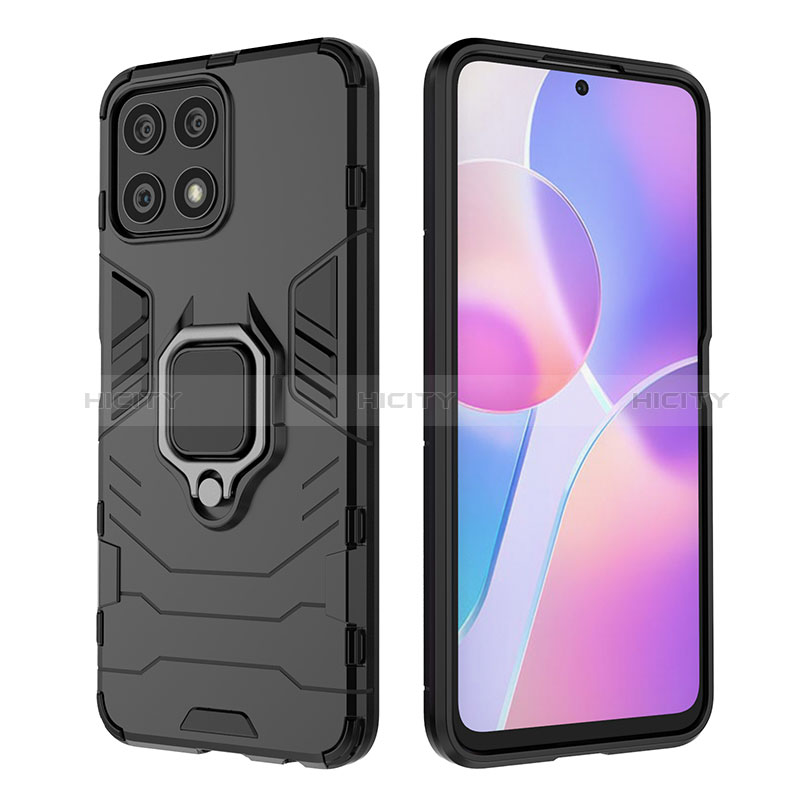 Coque Contour Silicone et Plastique Housse Etui Mat avec Magnetique Support Bague Anneau pour Huawei Honor X30i Plus