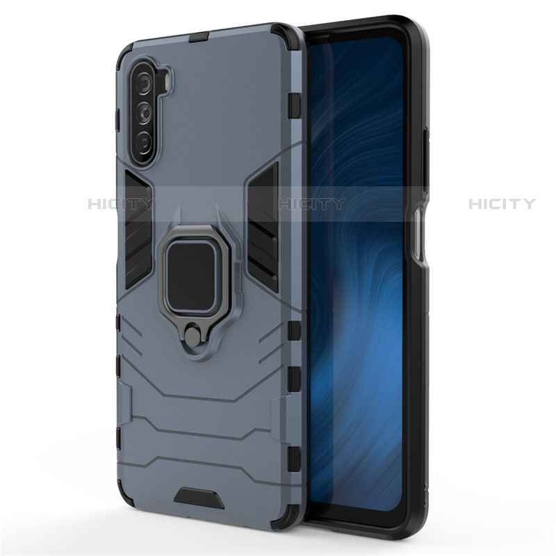 Coque Contour Silicone et Plastique Housse Etui Mat avec Magnetique Support Bague Anneau pour Huawei Mate 40 Lite 5G Bleu Plus