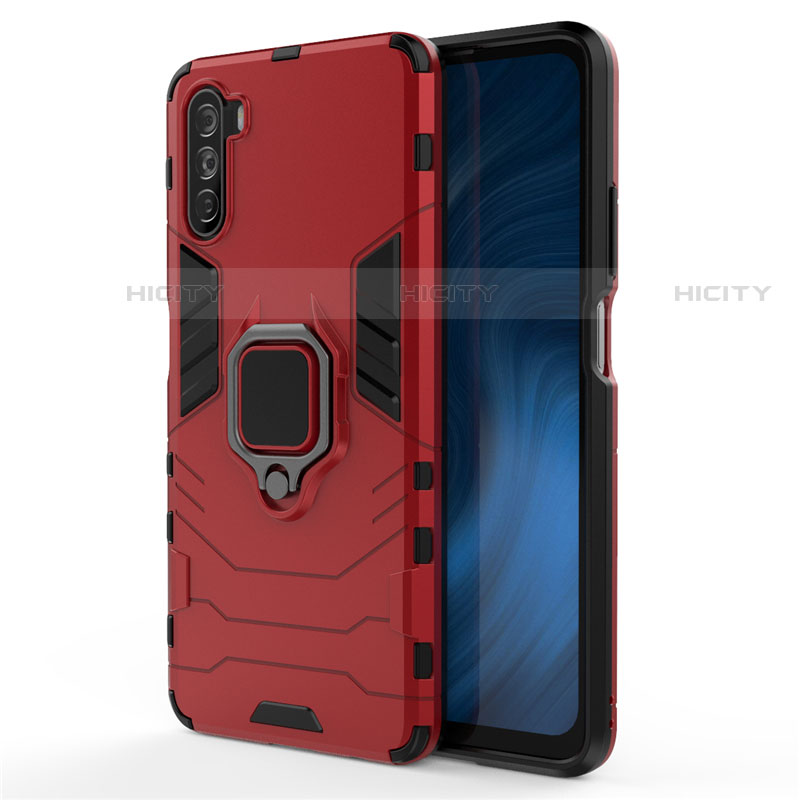 Coque Contour Silicone et Plastique Housse Etui Mat avec Magnetique Support Bague Anneau pour Huawei Mate 40 Lite 5G Rouge Plus