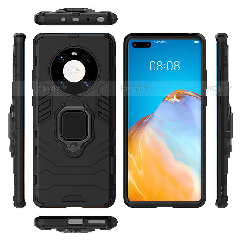 Coque Contour Silicone et Plastique Housse Etui Mat avec Magnetique Support Bague Anneau pour Huawei Mate 40E Pro 4G Plus