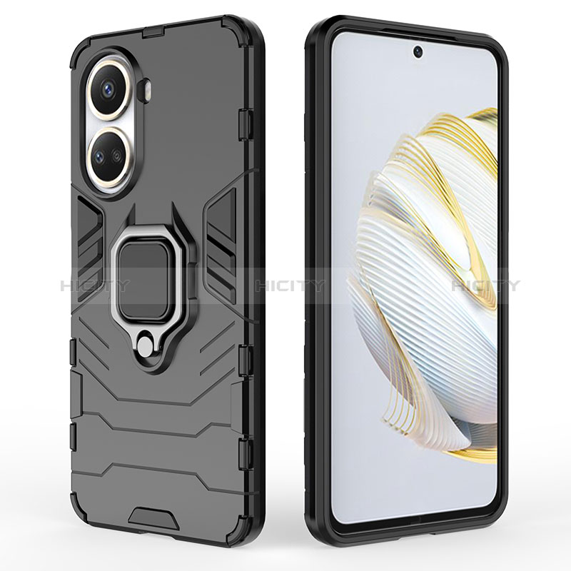 Coque Contour Silicone et Plastique Housse Etui Mat avec Magnetique Support Bague Anneau pour Huawei Nova 10 SE Plus