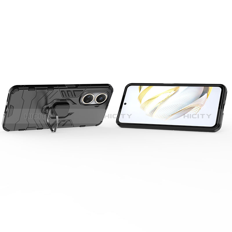 Coque Contour Silicone et Plastique Housse Etui Mat avec Magnetique Support Bague Anneau pour Huawei Nova 10 SE Plus