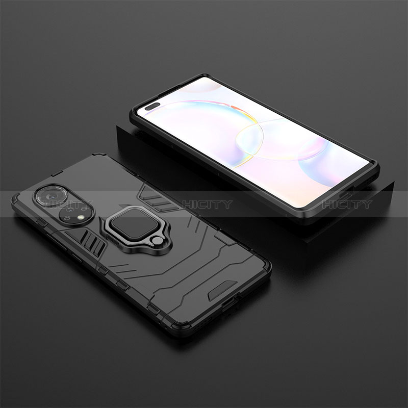 Coque Contour Silicone et Plastique Housse Etui Mat avec Magnetique Support Bague Anneau pour Huawei Nova 9 Pro Noir Plus