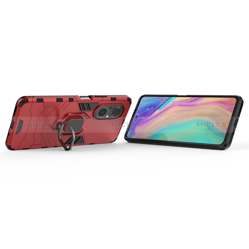 Coque Contour Silicone et Plastique Housse Etui Mat avec Magnetique Support Bague Anneau pour Huawei Nova 9 SE Plus