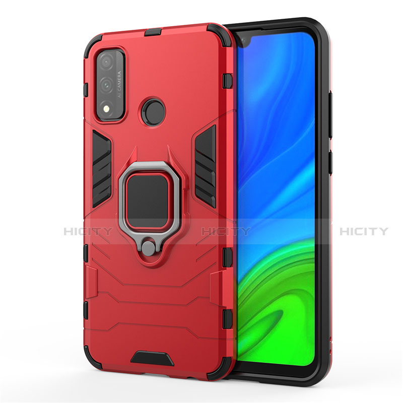 Coque Contour Silicone et Plastique Housse Etui Mat avec Magnetique Support Bague Anneau pour Huawei Nova Lite 3 Plus Rouge Plus