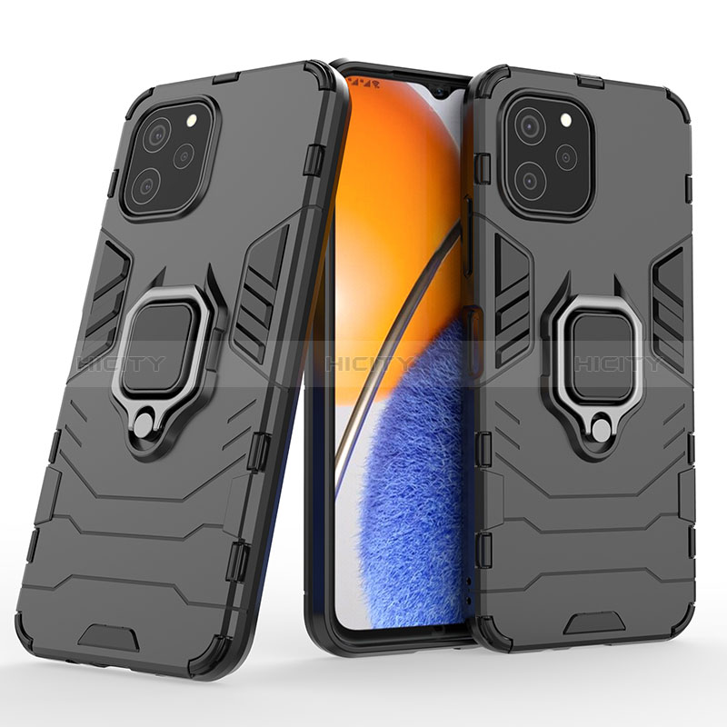 Coque Contour Silicone et Plastique Housse Etui Mat avec Magnetique Support Bague Anneau pour Huawei Nova Y61 Plus