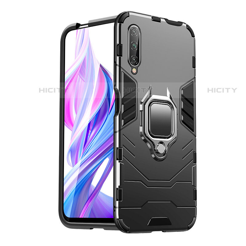 Coque Contour Silicone et Plastique Housse Etui Mat avec Magnetique Support Bague Anneau pour Huawei P Smart Pro (2019) Plus