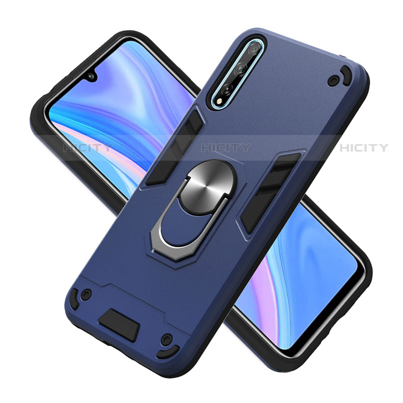 Coque Contour Silicone et Plastique Housse Etui Mat avec Magnetique Support Bague Anneau pour Huawei P smart S Plus