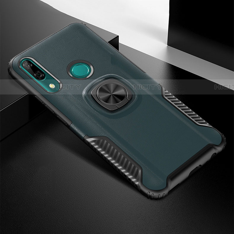 Coque Contour Silicone et Plastique Housse Etui Mat avec Magnetique Support Bague Anneau pour Huawei P Smart Z Cyan Plus