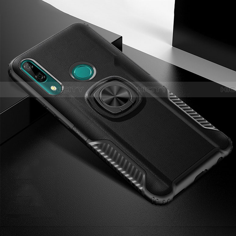 Coque Contour Silicone et Plastique Housse Etui Mat avec Magnetique Support Bague Anneau pour Huawei P Smart Z Noir Plus