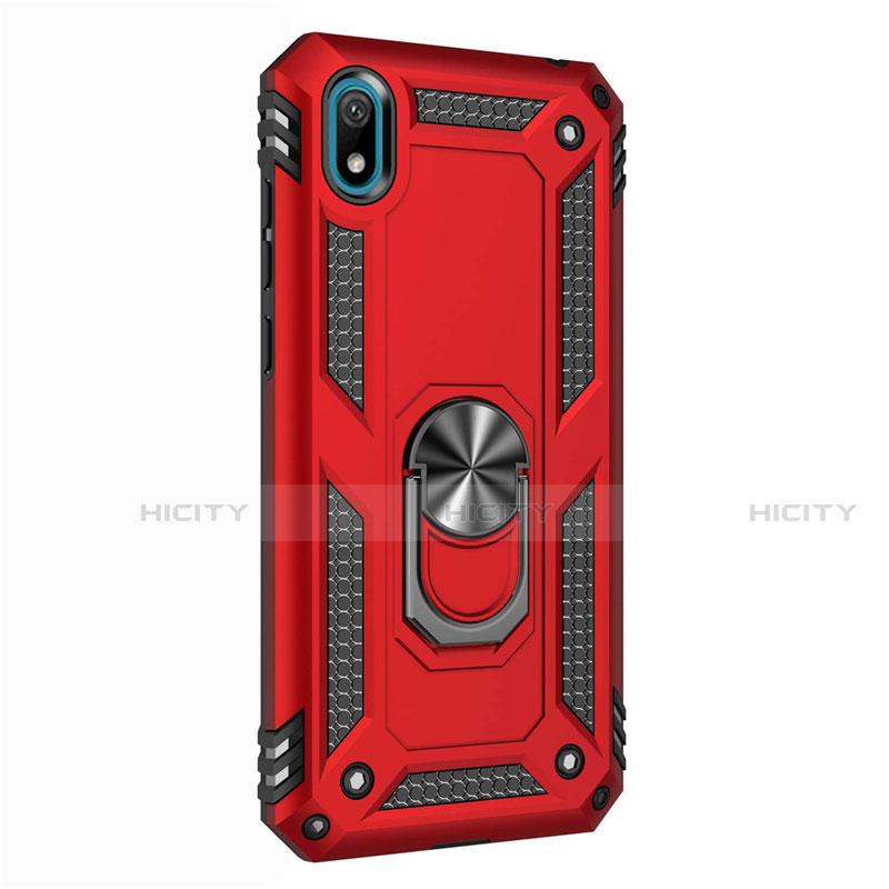 Coque Contour Silicone et Plastique Housse Etui Mat avec Magnetique Support Bague Anneau pour Huawei Y5 (2019) Rouge Plus