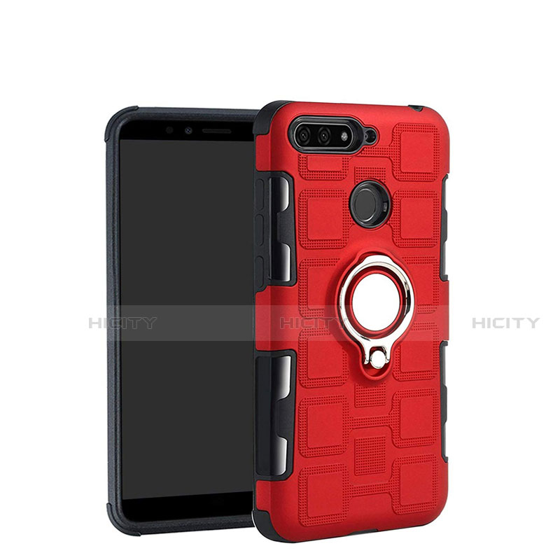 Coque Contour Silicone et Plastique Housse Etui Mat avec Magnetique Support Bague Anneau pour Huawei Y6 (2018) Plus