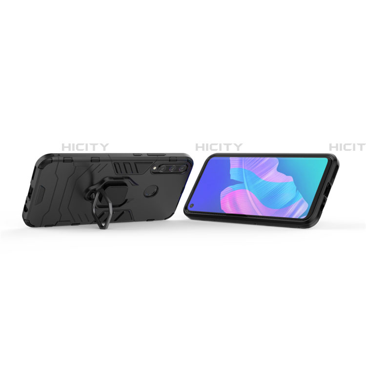 Coque Contour Silicone et Plastique Housse Etui Mat avec Magnetique Support Bague Anneau pour Huawei Y7p Plus