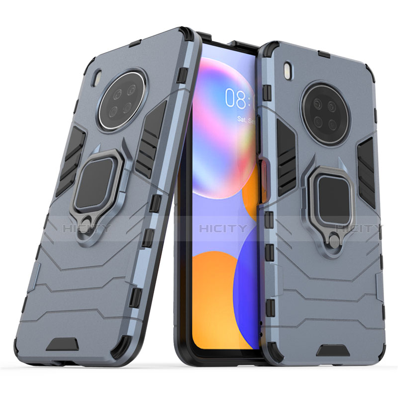 Coque Contour Silicone et Plastique Housse Etui Mat avec Magnetique Support Bague Anneau pour Huawei Y9a Plus