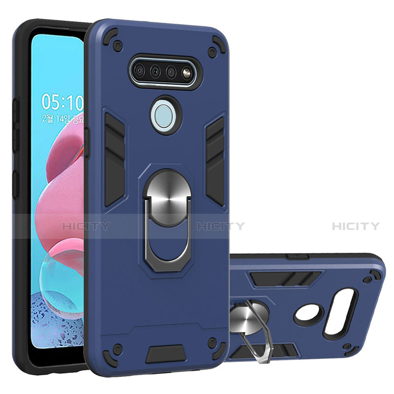 Coque Contour Silicone et Plastique Housse Etui Mat avec Magnetique Support Bague Anneau pour LG K51 Plus