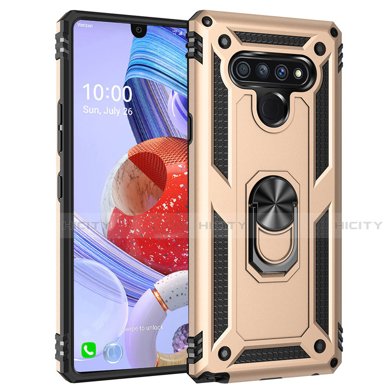 Coque Contour Silicone et Plastique Housse Etui Mat avec Magnetique Support Bague Anneau pour LG Stylo 6 Or Plus