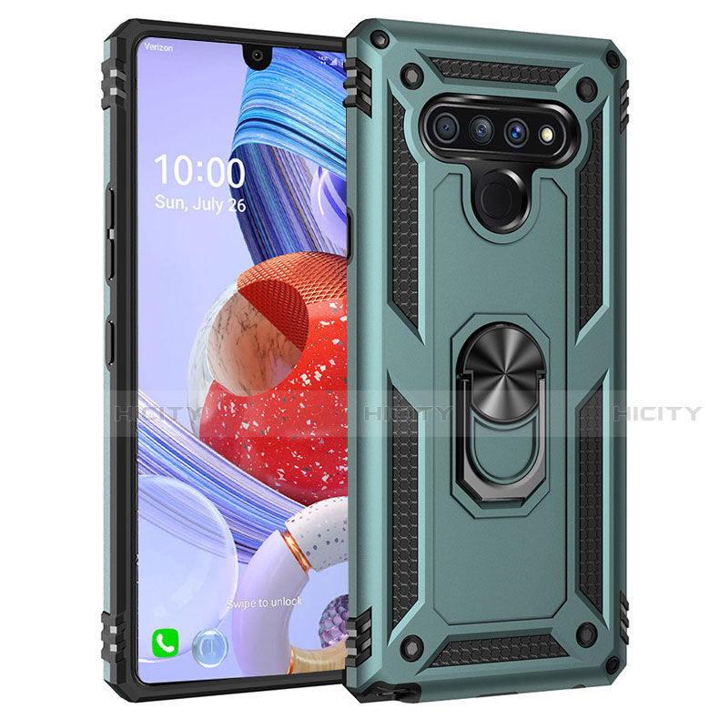 Coque Contour Silicone et Plastique Housse Etui Mat avec Magnetique Support Bague Anneau pour LG Stylo 6 Pastel Vert Plus