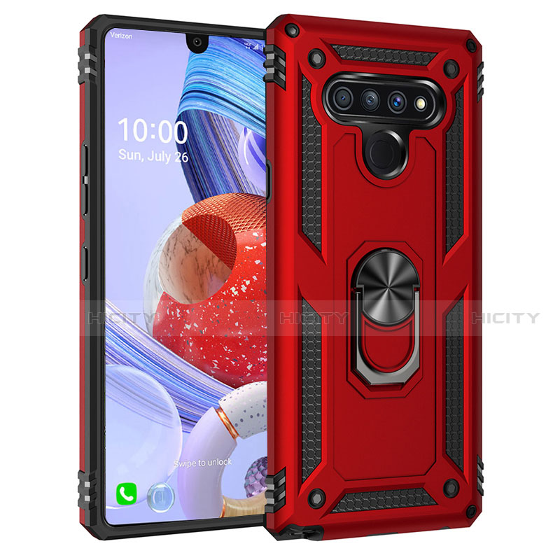 Coque Contour Silicone et Plastique Housse Etui Mat avec Magnetique Support Bague Anneau pour LG Stylo 6 Plus