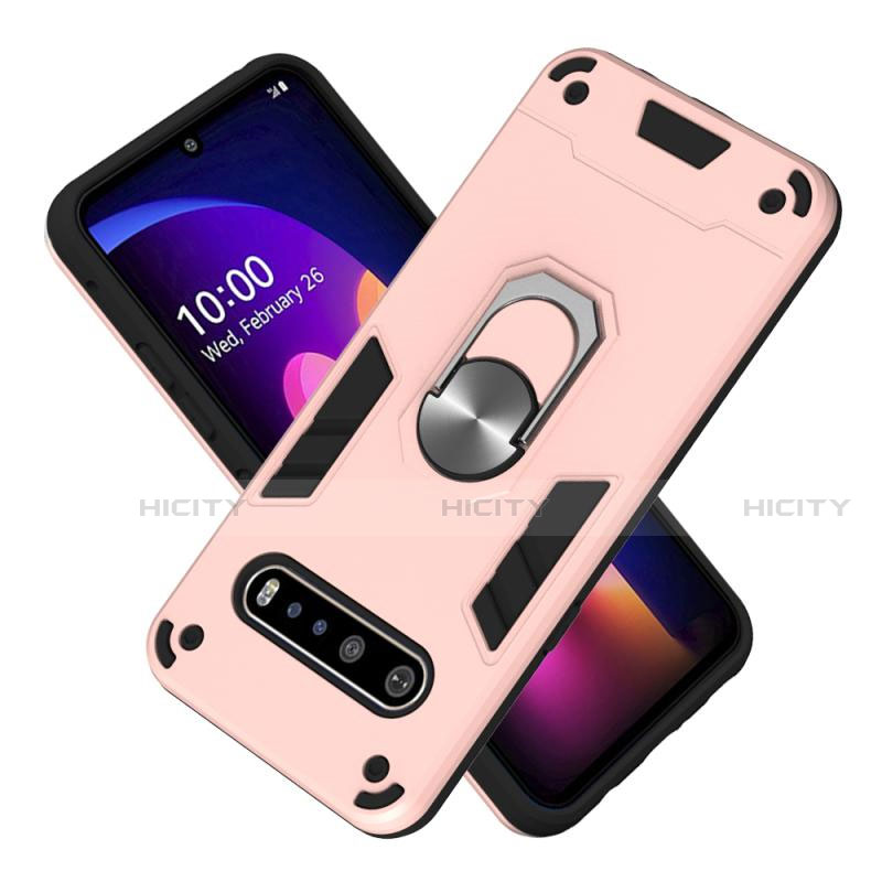 Coque Contour Silicone et Plastique Housse Etui Mat avec Magnetique Support Bague Anneau pour LG V60 ThinQ 5G Plus