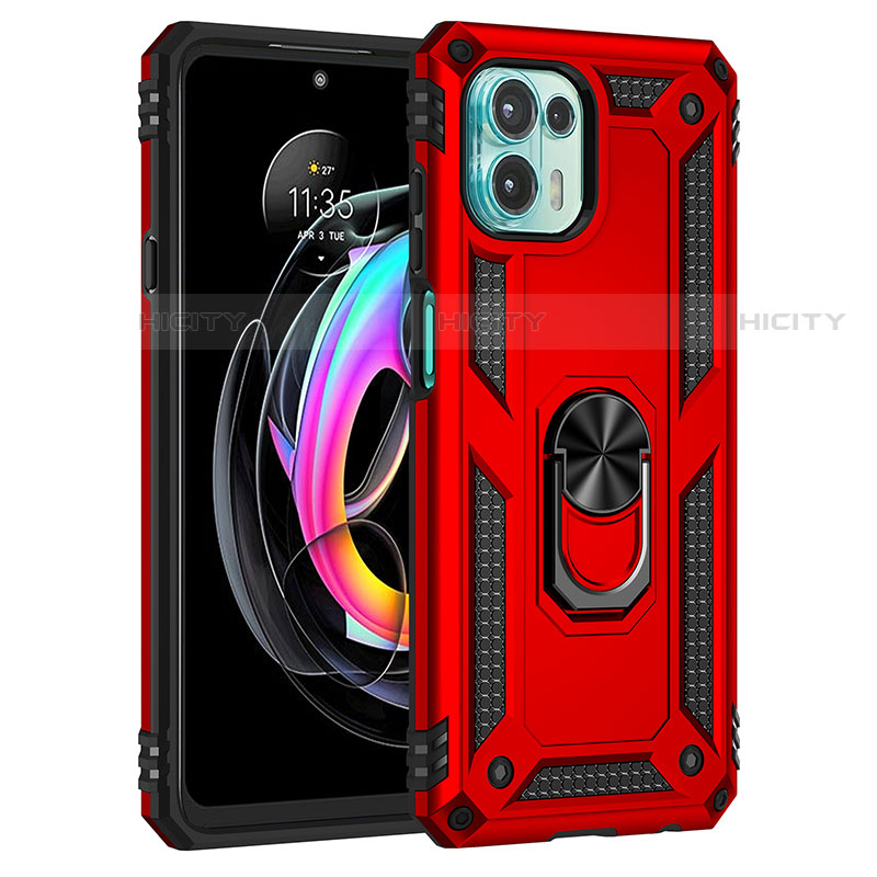 Coque Contour Silicone et Plastique Housse Etui Mat avec Magnetique Support Bague Anneau pour Motorola Moto Edge 20 Lite 5G Rouge Plus